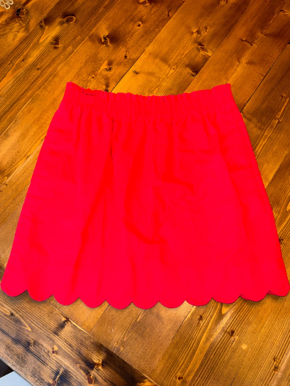 J. Crew Bright Red Scalloped Hem Mini Skirt